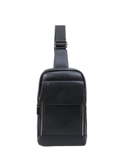 Plain Zipper Crossbody Bag C5-1069 BLACK